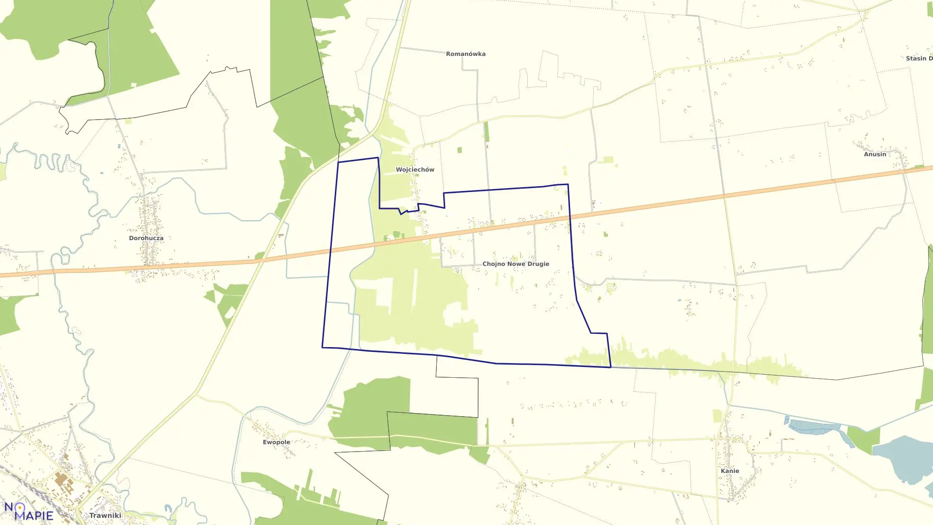 Mapa obrębu CHOJNO NOWE DRUGIE w gminie Siedliszcze