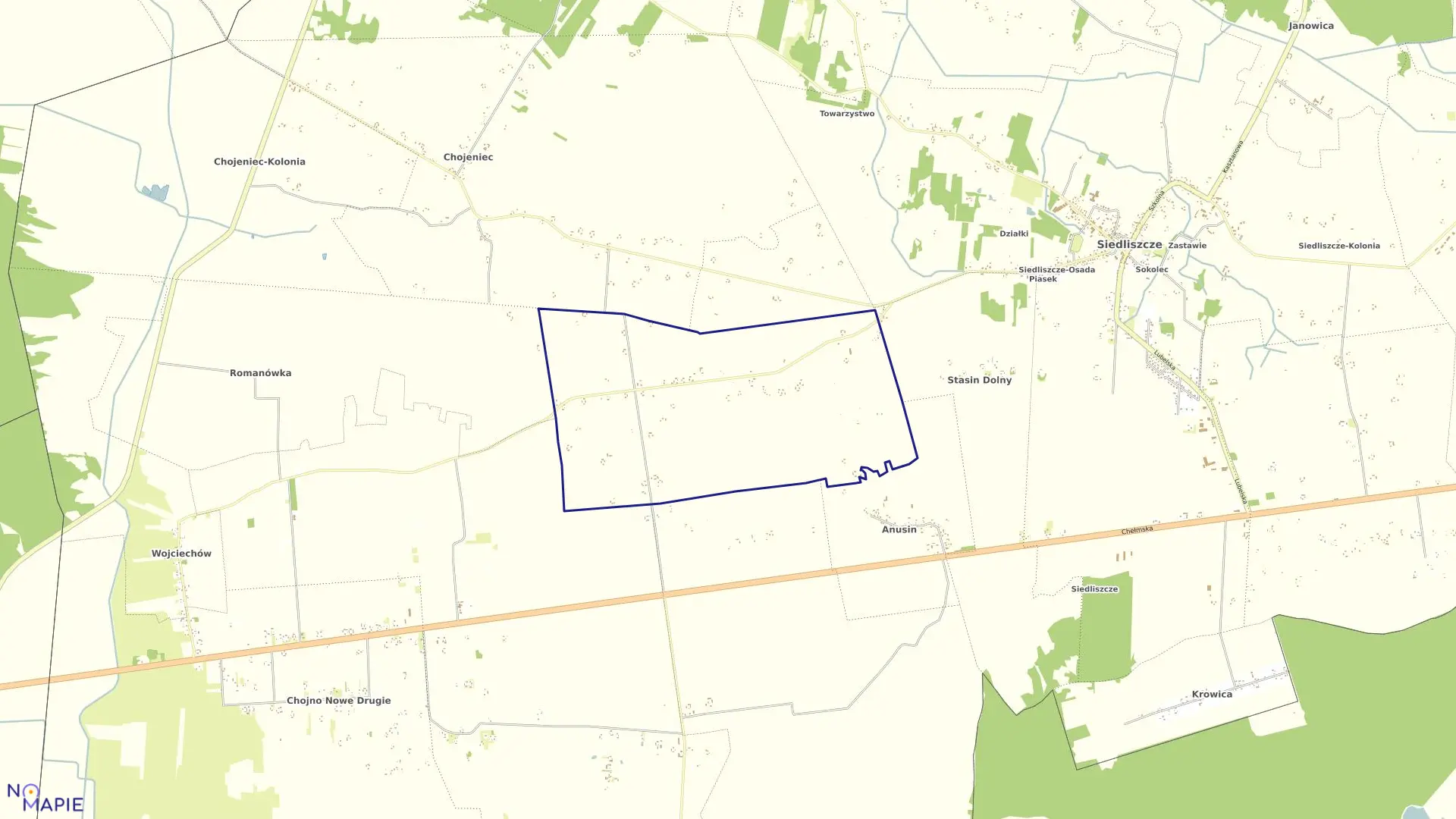 Mapa obrębu CHOJNO STARE w gminie Siedliszcze