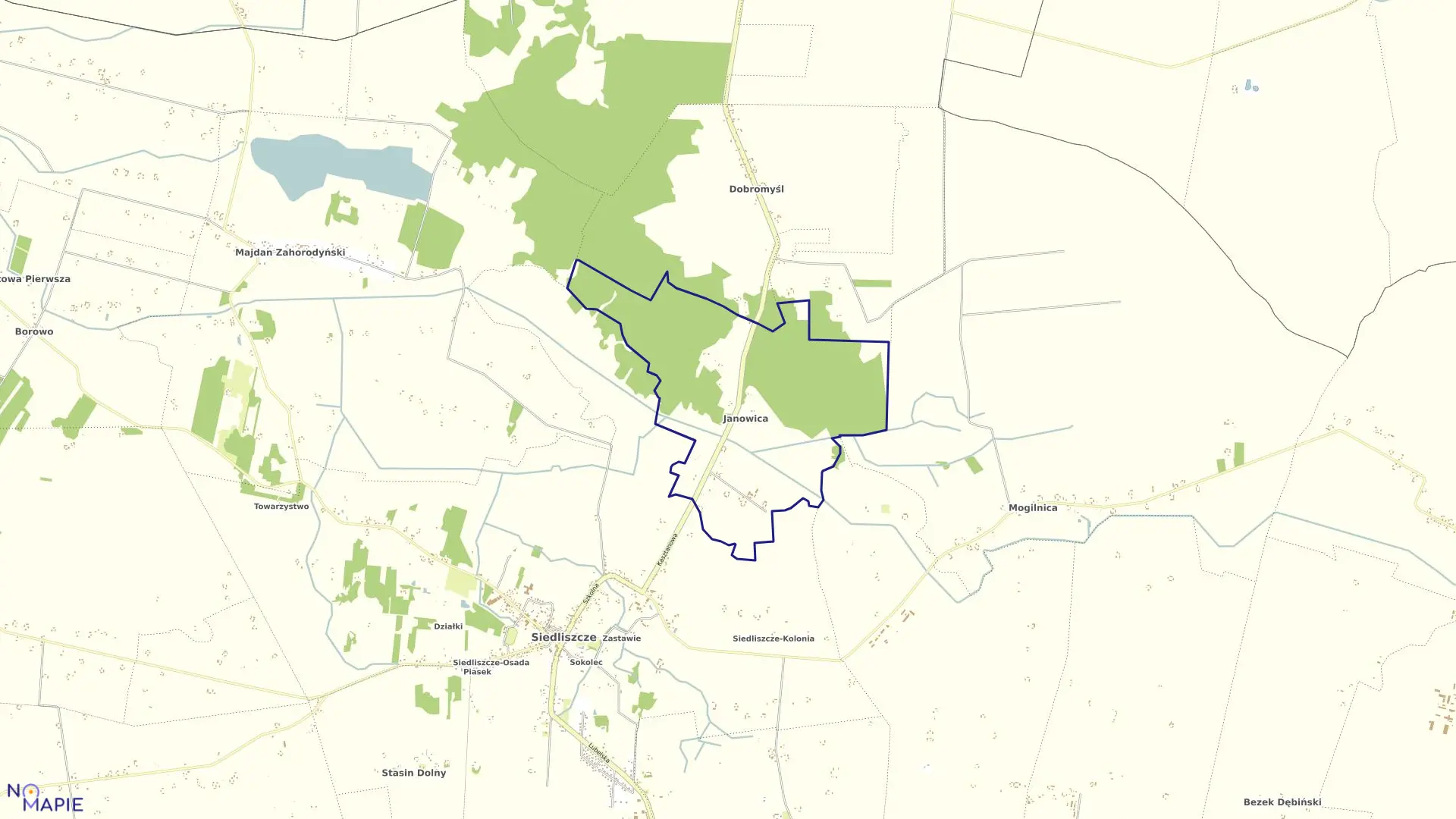 Mapa obrębu JANOWICA w gminie Siedliszcze