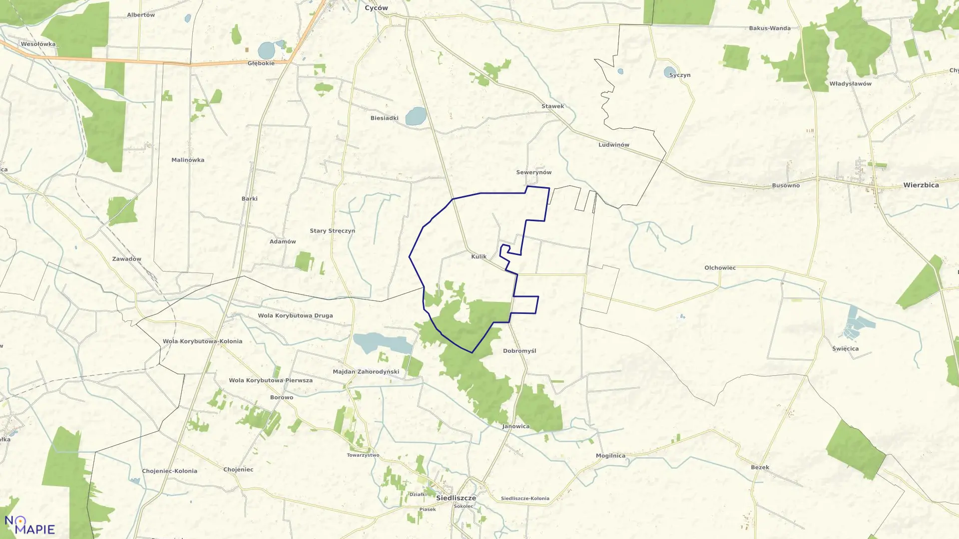 Mapa obrębu KULIK w gminie Siedliszcze