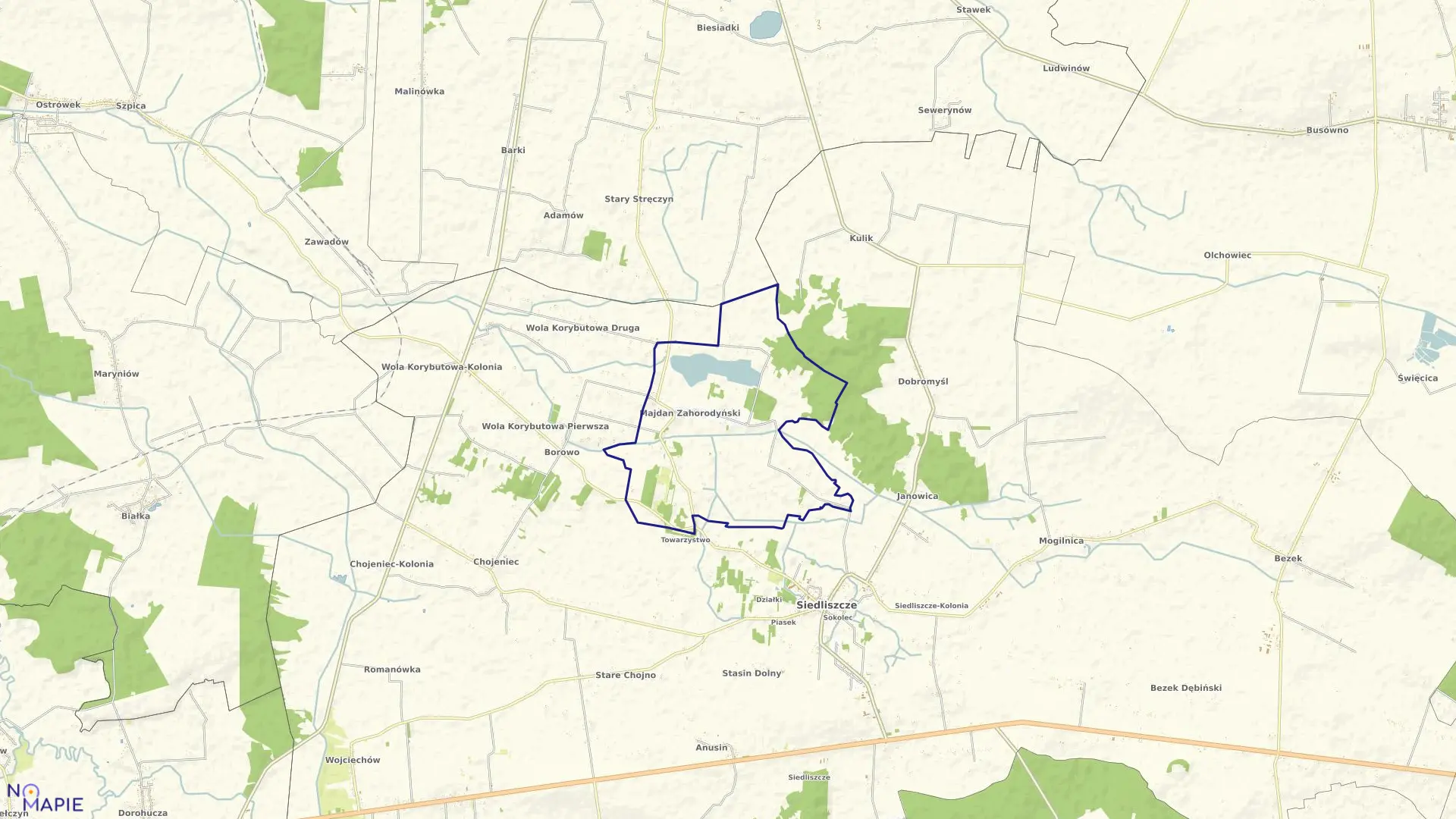 Mapa obrębu MAJDAN ZAHORODYŃSKI w gminie Siedliszcze