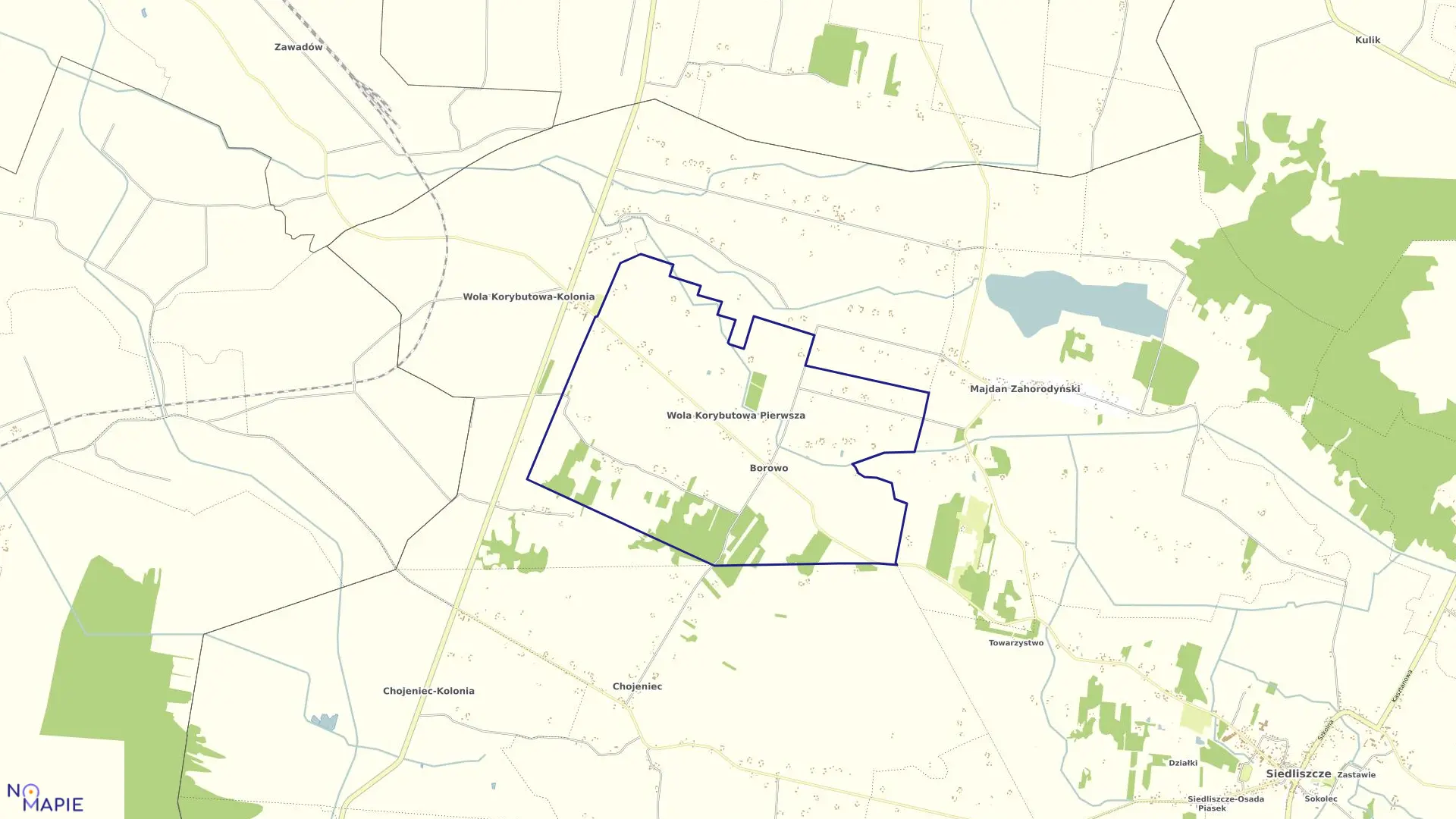 Mapa obrębu WOLA KORYBUTOWA I w gminie Siedliszcze