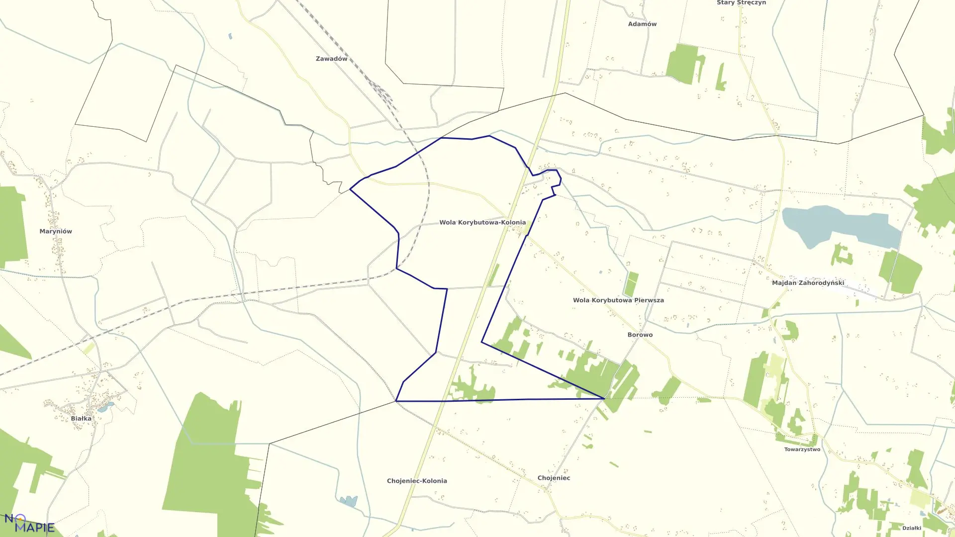 Mapa obrębu WOLA KORYBUTOWA-KOL w gminie Siedliszcze